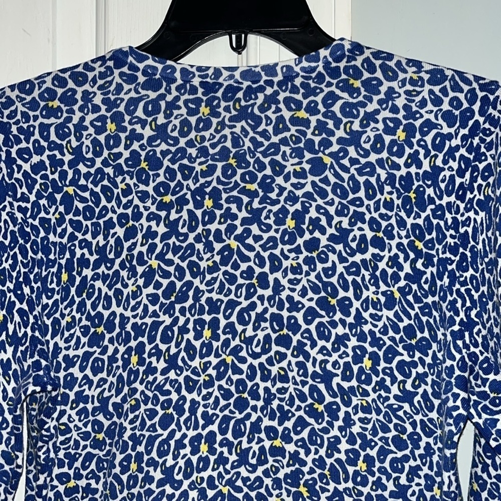 J. McLaughlin Lenny Sweater Blue Yellow White Light Sweater Size Large - Picture 7 of 12